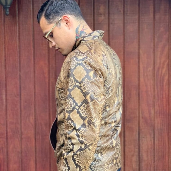 Python Snakeskin Leather Jacket Size-M - Picture 6 of 11